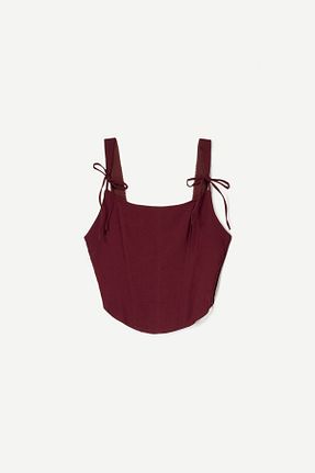 بلوز قهوه ای زنانه ساده Bershka - کد 898087413