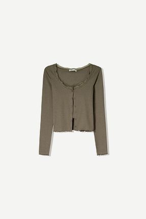 پلیور خاکی زنانه ساده Bershka - کد 898548582