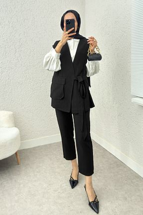 ست بالاتنه و پائین تنه مشکی زنانه بافتنی Yefrastore - کد 897948028