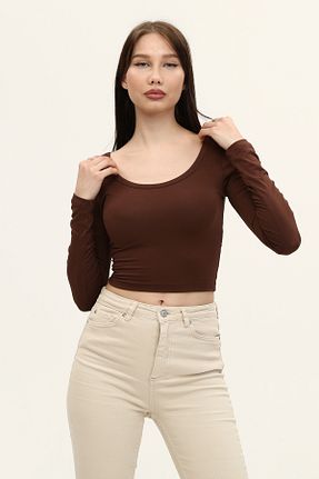 بلوز قهوه ای زنانه ساده Pawle - کد 897930842