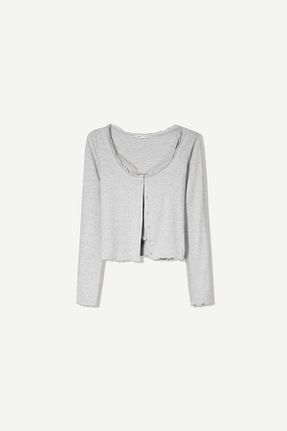پلیور طوسی زنانه ساده Bershka - کد 898087487