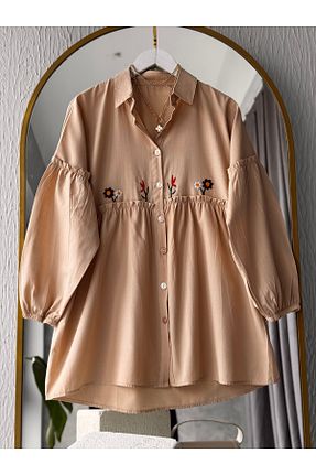 پیراهن بژ زنانه اورسایز Butik - کد 897971180