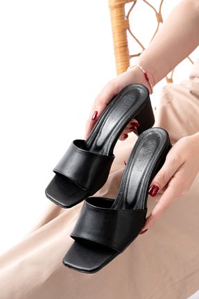 دمپائی مشکی زنانه چرم مصنوعی marinarosse - کد 828060464