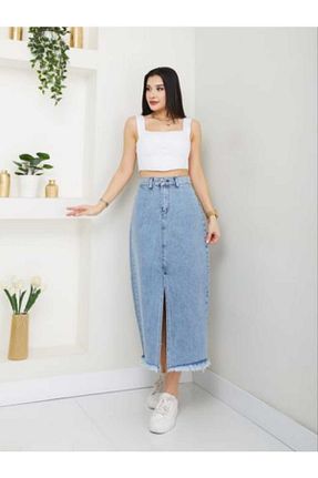 دامن متالیک زنانه جین ECK MODA - کد 851684258
