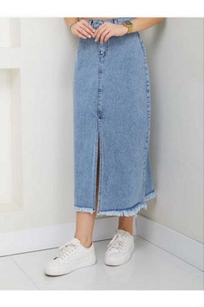 دامن متالیک زنانه جین ECK MODA - کد 851684258