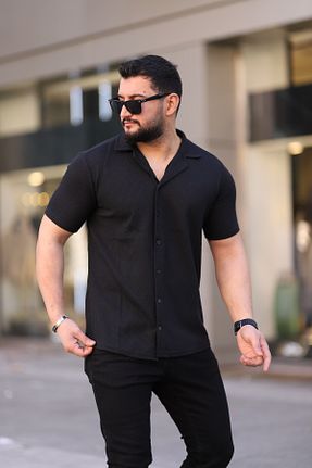 پیراهن مشکی مردانه یقه پیراهنی LC Waikiki - کد 898063030