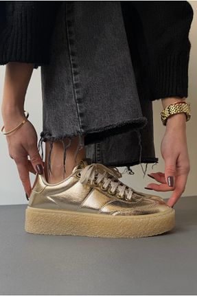 کفش اسنیکر طلائی زنانه بند دار Mupa Shoes - کد 898076849