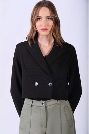 کت مشکی زنانه رگولار Brand Up - کد 869290970