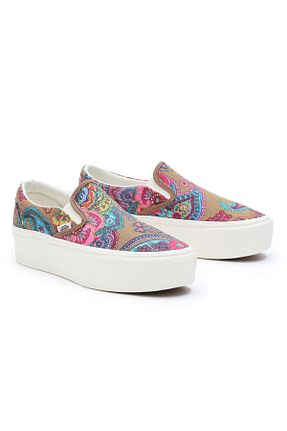کفش اسنیکر بژ زنانه بند دار Vans - کد 363215323