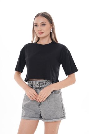 تیشرت مشکی زنانه اورسایز Şimal - کد 898076724