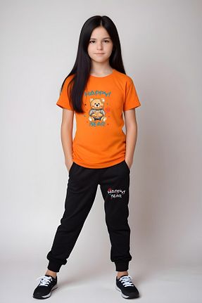 ست لباس راحتی نارنجی بچه گانه چاپی FYK KİDS - کد 898084217