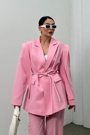 کت بلیزر صورتی زنانه بافتنی msm fashion - کد 898117877