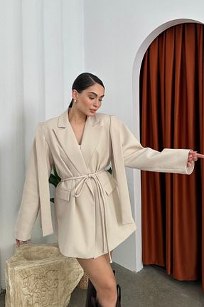 کت بلیزر بژ زنانه بافتنی msm fashion - کد 898123940