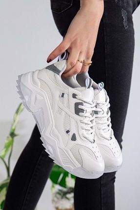 کفش اسنیکر سفید زنانه بند دار ANALİN SHOES - کد 898112776