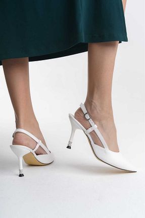 کفش پاشنه بلند کلاسیک سفید زنانه چرم مصنوعی SEREL35SHOES - کد 898114625