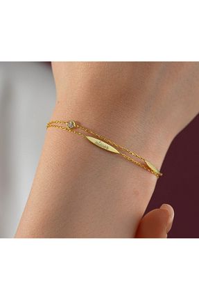 دستبند نقره طلائی زنانه 925 عیار Queen Silver Jewelry - کد 896873177