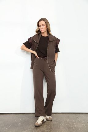 ست بالاتنه و پائین تنه قهوه ای زنانه رگولار Qutu Butik - کد 898102335