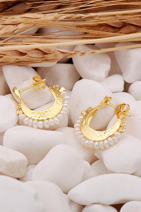 گوشواره نقره طلائی زنانه 925 عیار Sümer Telkari - کد 217964905