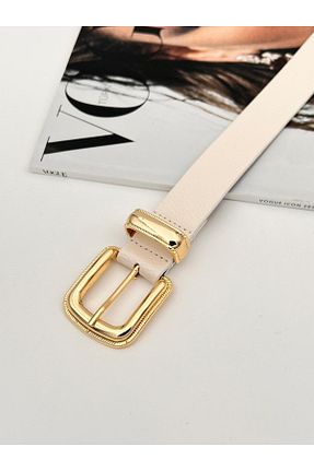 کمربند سفید زنانه چرم مصنوعی Descoin - کد 898152859