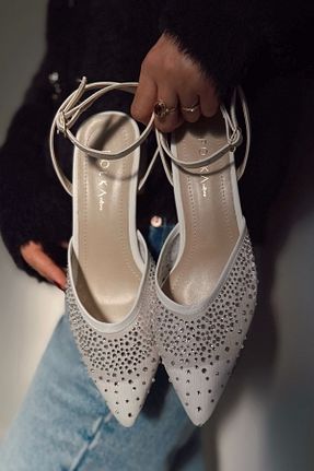 کفش پاشنه بلند کلاسیک سفید زنانه سنگ POLKA STORE - کد 898161382