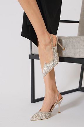کفش مجلسی طلائی زنانه پاشنه نازک Moda Pie - کد 898161496