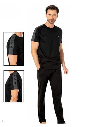 ست لباس راحتی مشکی مردانه پنبه ای Pierre Cardin - کد 898172716
