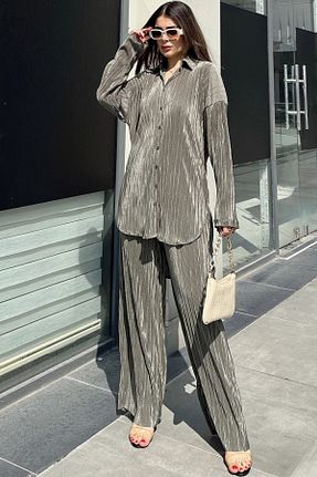 ست بالاتنه و پائین تنه خاکی زنانه بافتنی New Laviva - کد 828787443