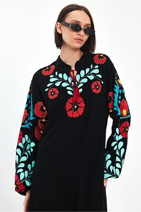 لباس سایز بزرگ مشکی زنانه %100 پنبه bacc - کد 820177423
