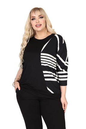 ست گرمکن سایز بزرگ مشکی زنانه مخلوط ویسکون MELSAY - کد 898179302