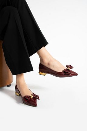 بابت زرشکی زنانه چرم لاکی Güllü Shoes - کد 898184890