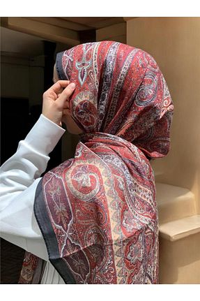 شال قرمز زنانه پنبه ای Baştacı - کد 884969591