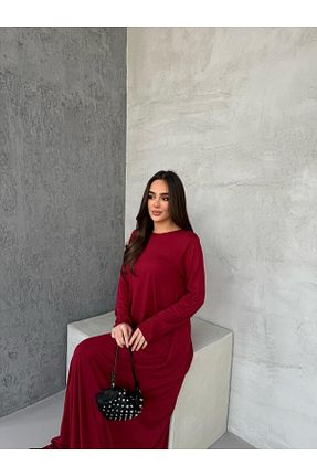 لباس سایز بزرگ زرشکی زنانه پنبه ای Miasista - کد 898204804