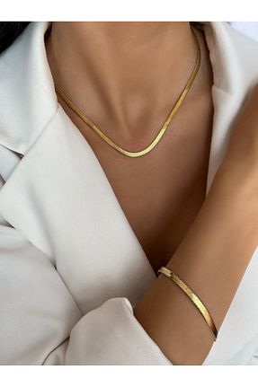 گردنبند استیل ( فولاد ) طلائی زنانه استیل ضد زنگ vense - کد 898205603