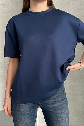 تیشرت سرمه ای زنانه رگولار macharel jeans - کد 898205657