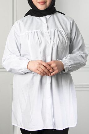 پیراهن حجاب سفید زنانه اورسایز Yağızlar Giyim - کد 898213440