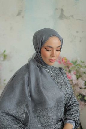 شال طوسی زنانه ابریشم Arwella - کد 898218026