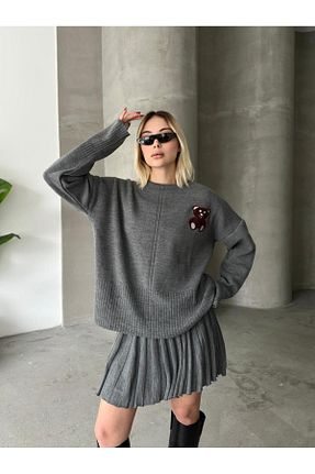 ست بالاتنه و پائین تنه طوسی زنانه تریکو Butik - کد 898283141