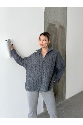 پلیور طوسی زنانه ساده Butik - کد 898223973