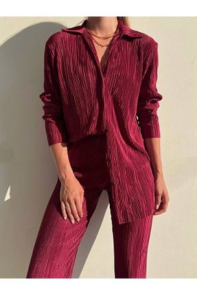 ست بالاتنه و پائین تنه زرشکی زنانه بافتنی Ekim Store - کد 898232147