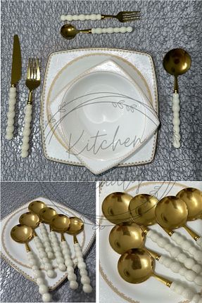 قاشق و چنگال و کارد زرد 6 نفره Kitchen Beauty - کد 898232755