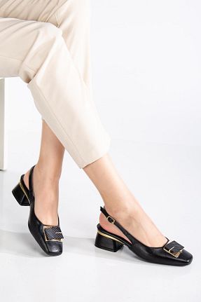 کفش پاشنه بلند کلاسیک مشکی زنانه چرم مصنوعی SUİNS SHOES - کد 898245160