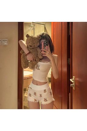 ست بالاتنه و پائین تنه سفید زنانه بافتنی Gofeel - کد 898262727