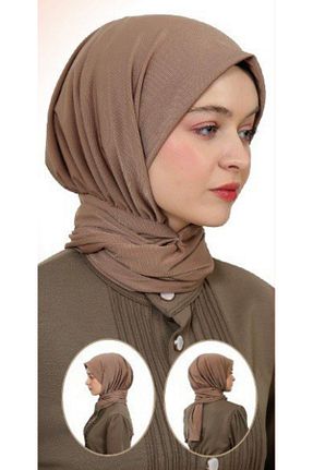 شال قهوه ای زنانه پنبه ای mim eşarp - کد 898264492