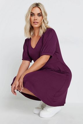 لباس سایز بزرگ بنفش زنانه بافتنی Stil Diva - کد 849991188