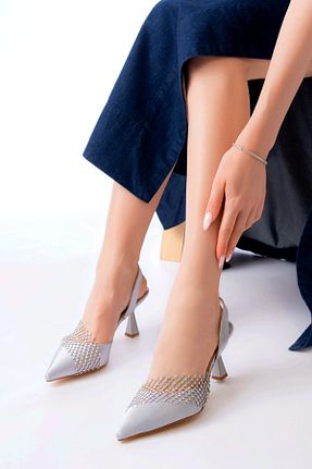 کفش مجلسی طوسی زنانه پاشنه نازک v.s.h velvet - کد 894984886