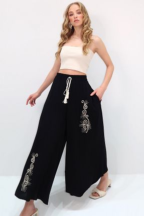 شلوار مشکی زنانه بافتنی Trend Alaçatı Stili - کد 897430953