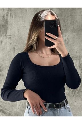 بادی سرمه ای زنانه یقه مربعی ELWİNG SHOES - کد 896941549