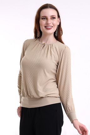 بلوز حجاب قهوه ای زنانه رگولار Şiir - کد 766321583