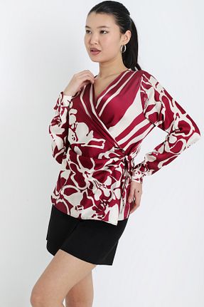بلوز زرشکی زنانه طرح دار YORSSTYLE - کد 873358996