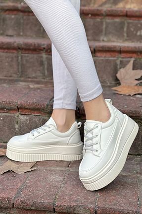 کفش اسنیکر بژ زنانه بند دار otuzbesshoes - کد 897410369